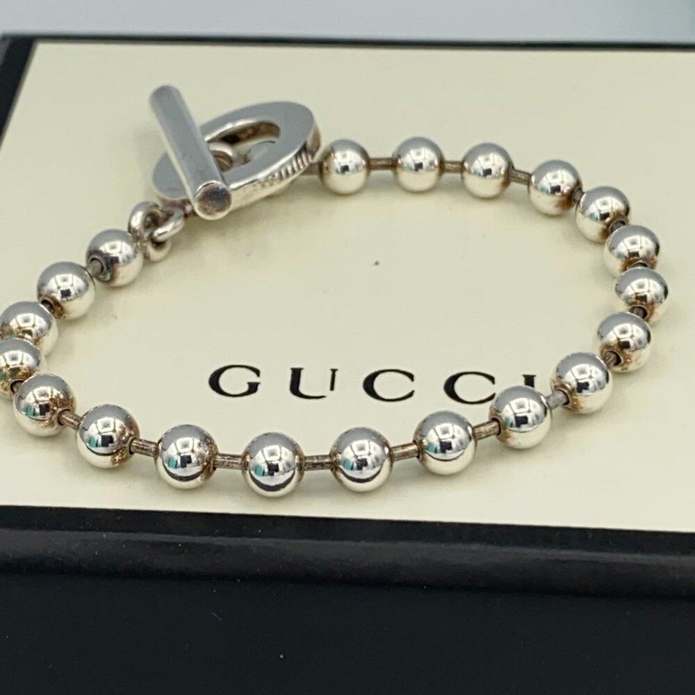Gucci Sterling Sliver Ball Chain Bracelet 7" - Picture 2 of 6